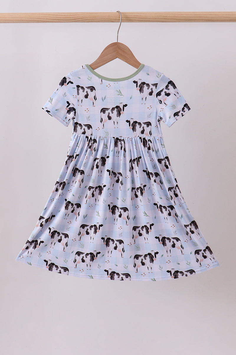 Gingham Cows Bamboo Dress