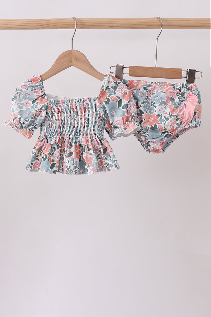 Whispering Blooms Smocked Swim Set | UPF 50+