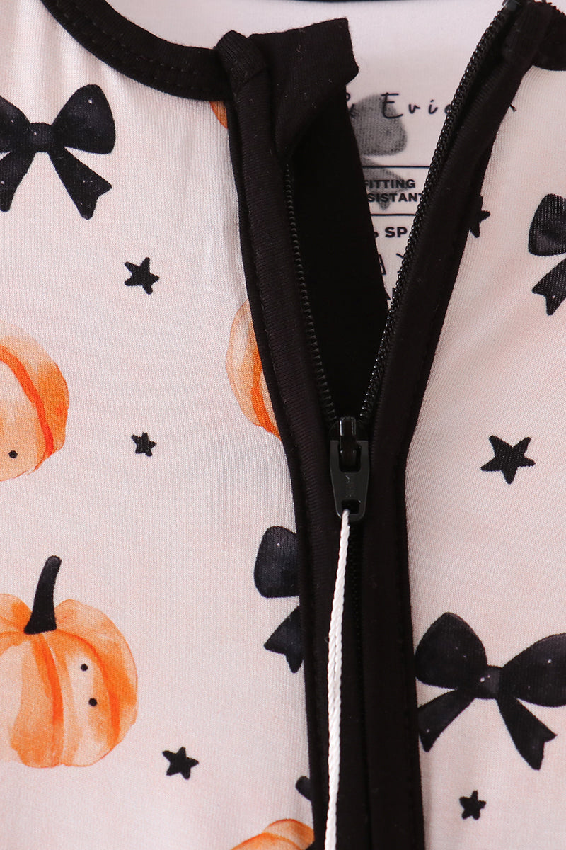 Pumpkins & Bows Bamboo Zippy Romper