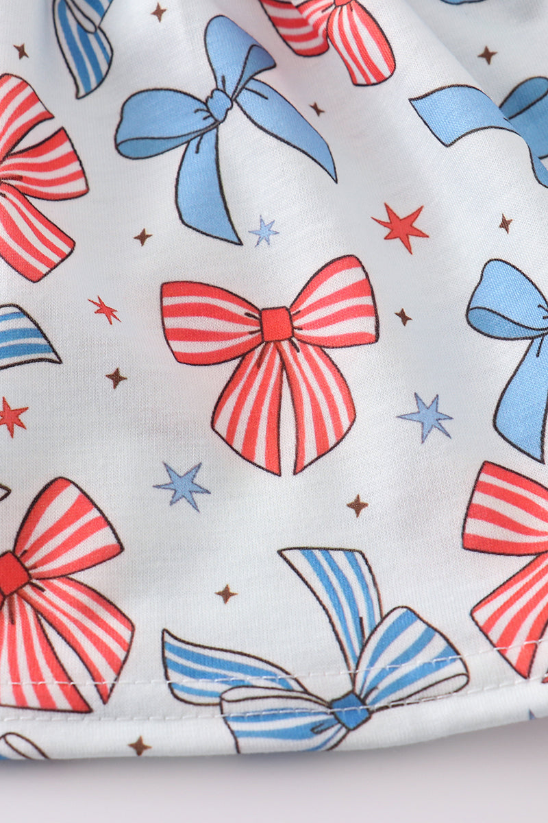 Red, White & Bows Embroidered Dress
