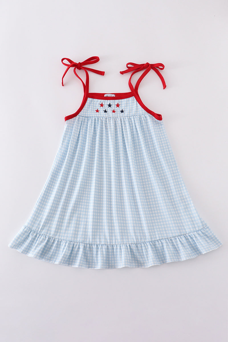 Gingham Glory Embroidered Dress