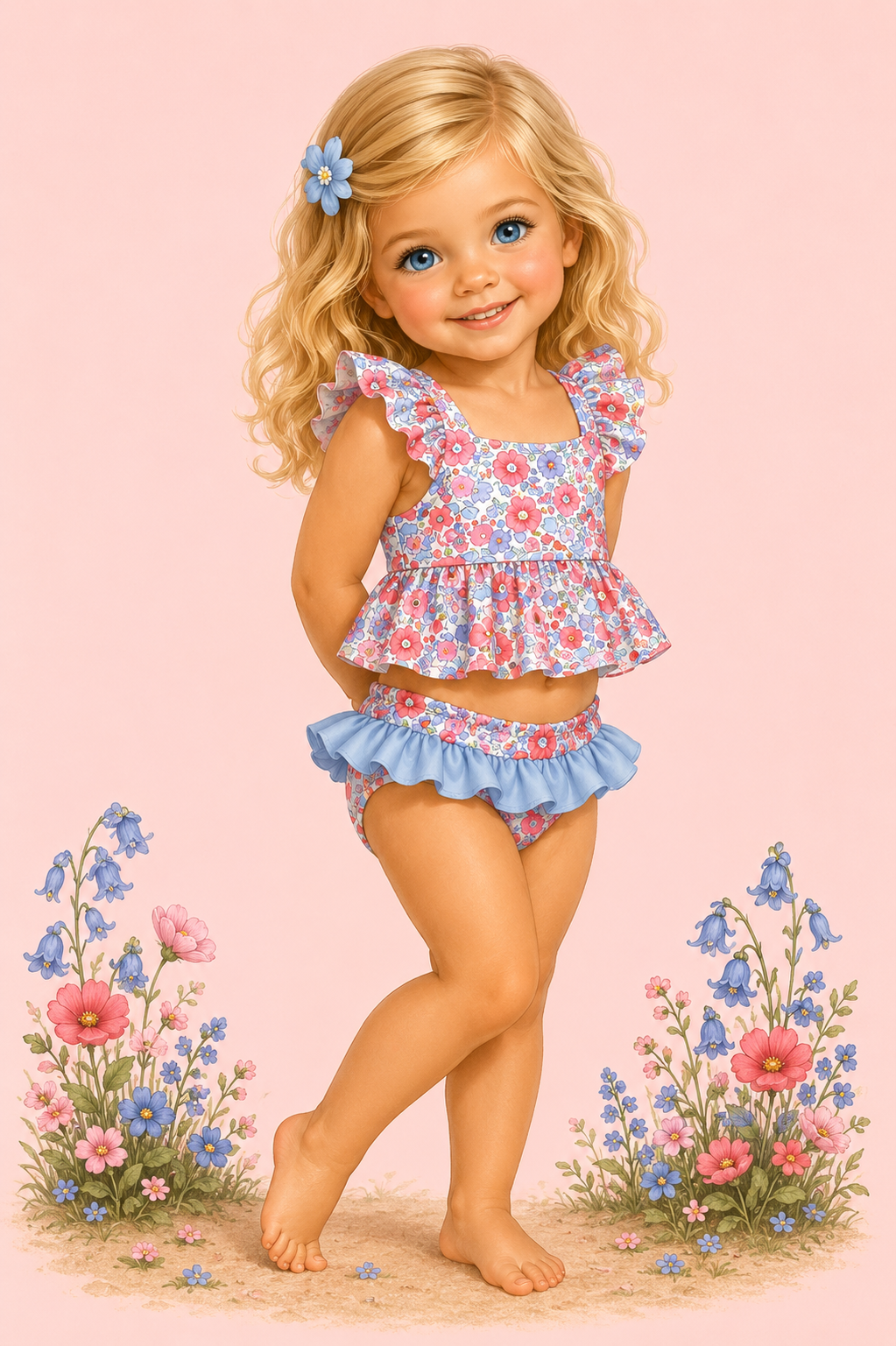 Bluebell Blossoms Swim Set | UPF 50+