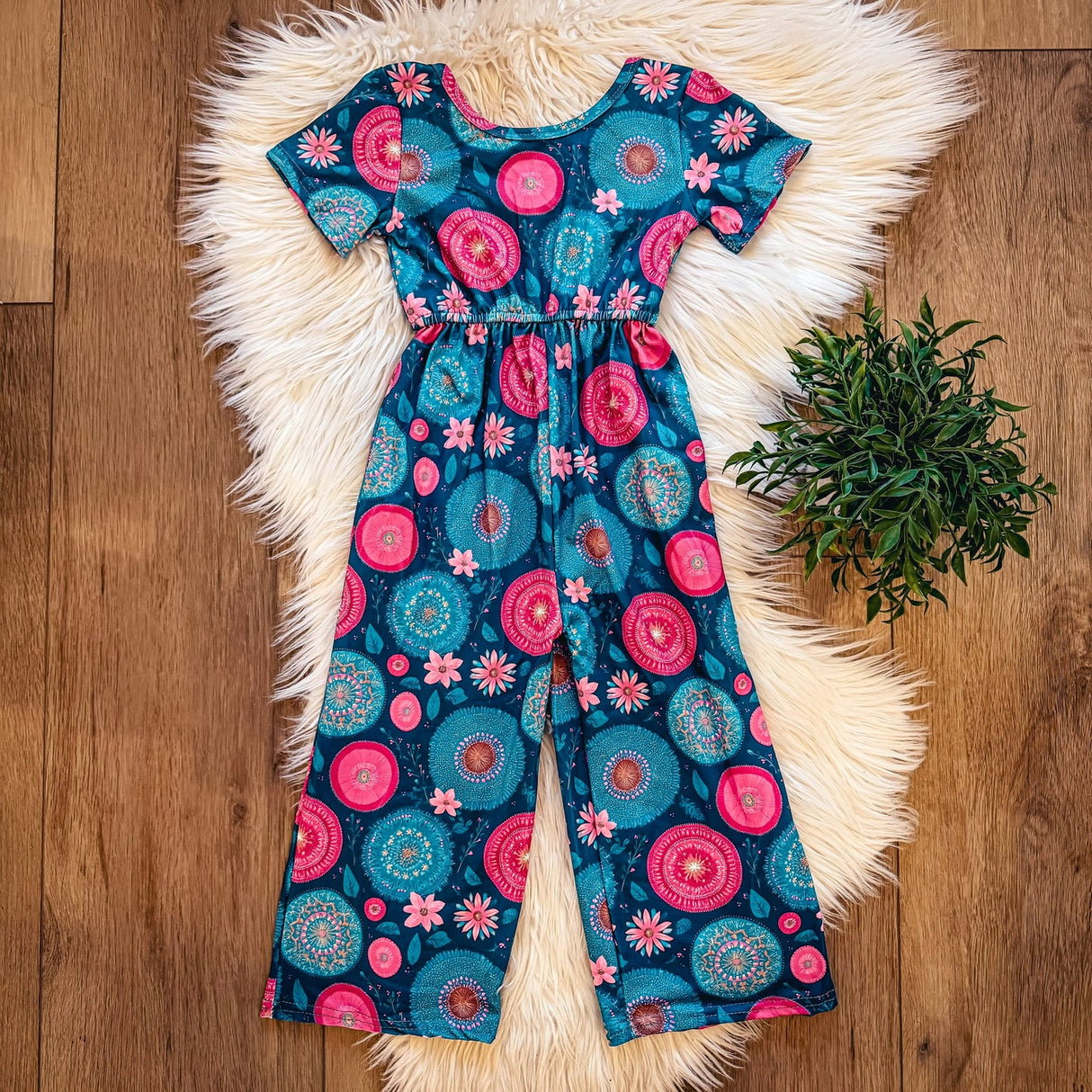 Pink & Teal Boho Jumpsuit | TwoCan