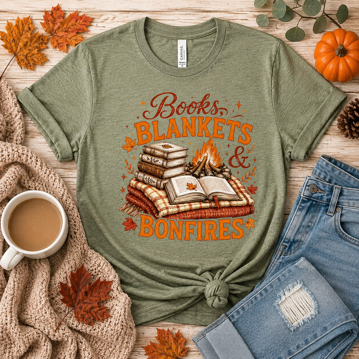 Books, Blankets & Bonfires Graphic Tee | Women's