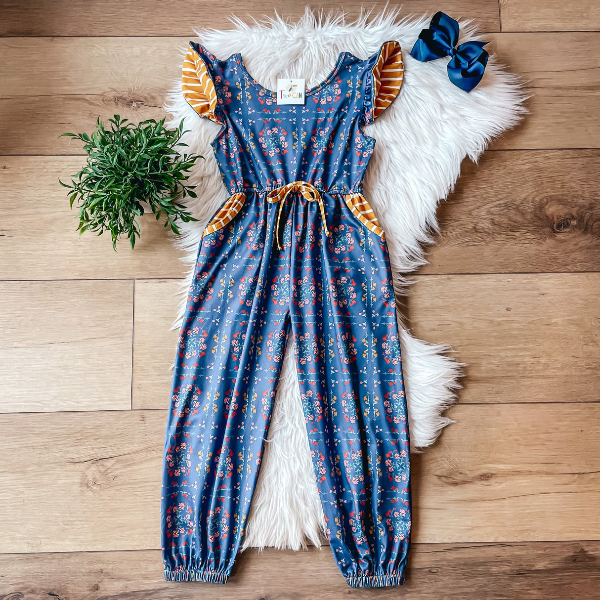 Blue & Mustard Jumpsuit by Twocan