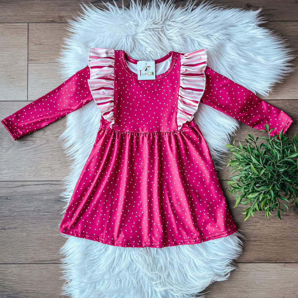 Maroon Striped Dress by Twocan