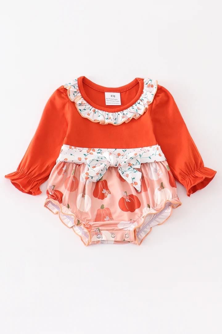 Rust Floral Baby Romper