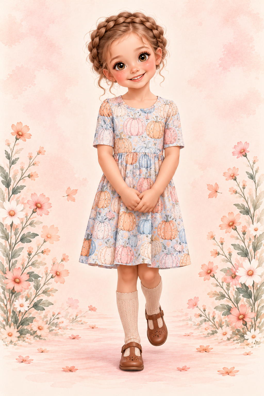 Fall Pumpkins Bamboo Twirl Dress | Landrie Lou