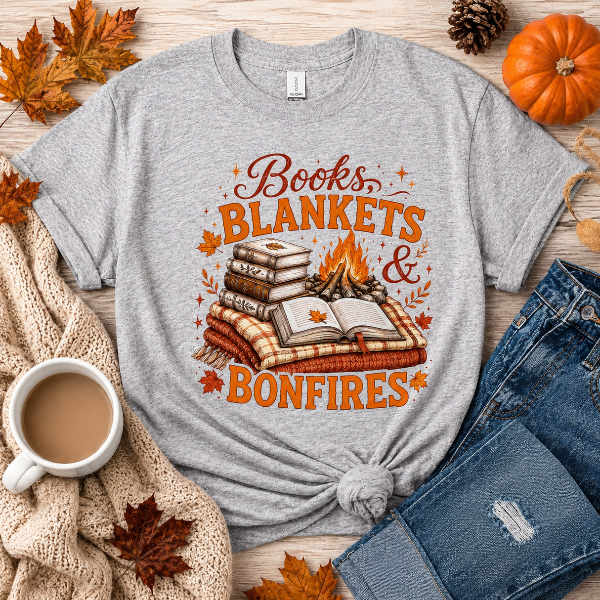Books, Blankets & Bonfires Graphic Tee | Women's