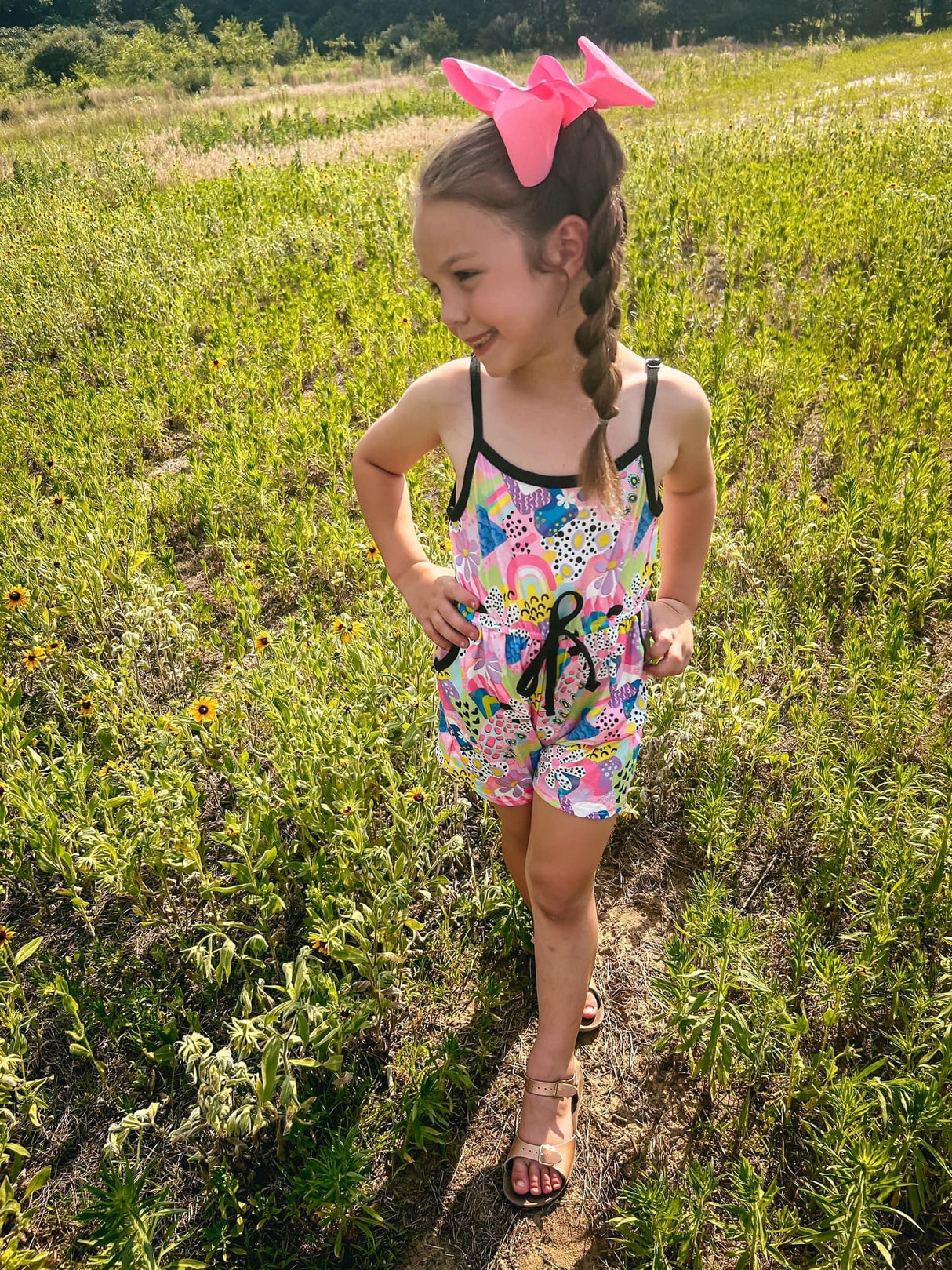 Retro Flower Power Shorts Romper by Twocan