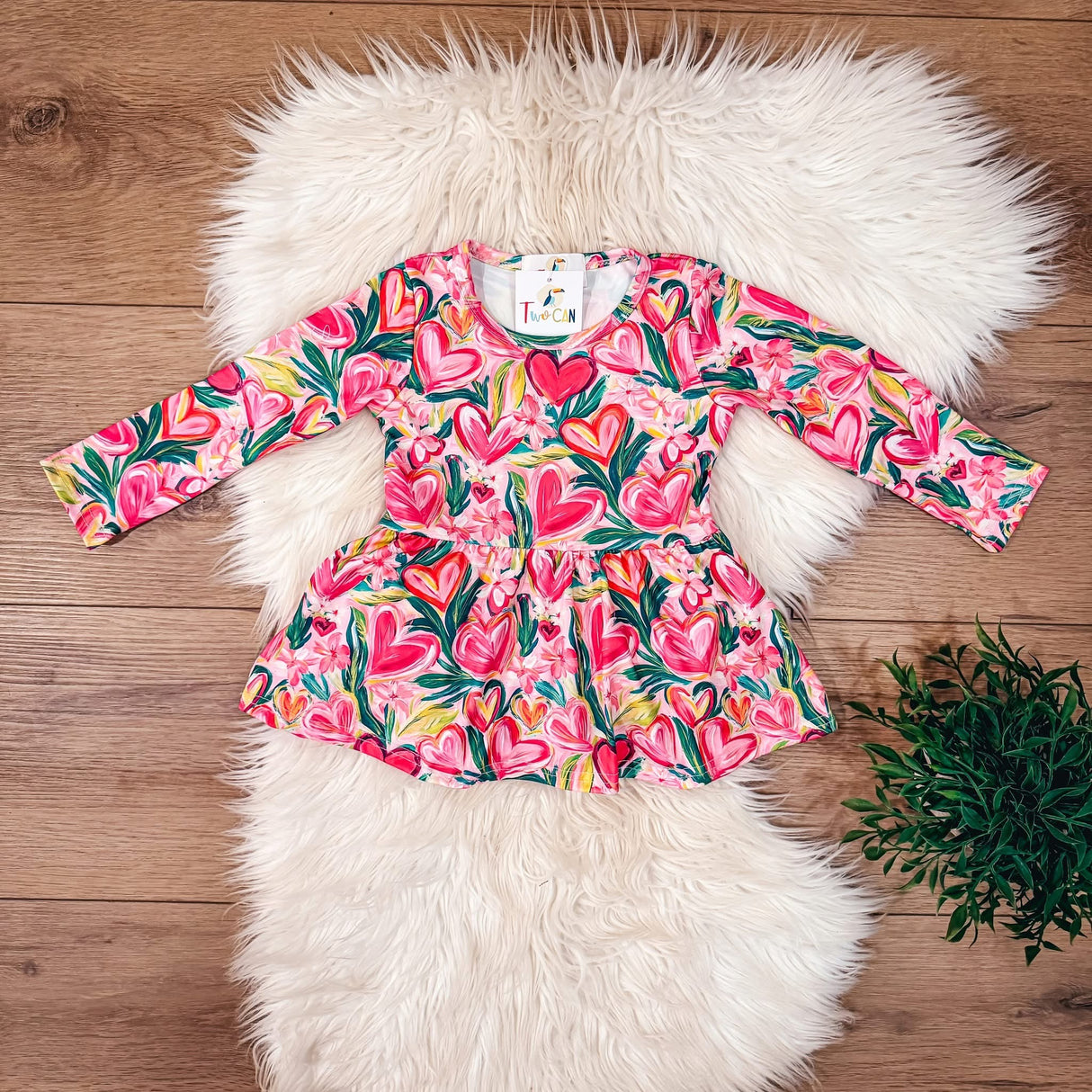 Floral Hearts Skirted Baby Romper | Twocan