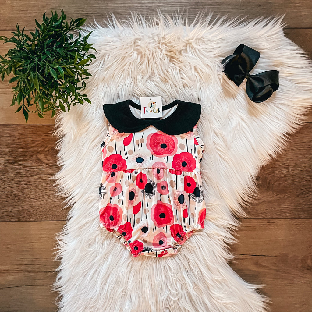 Coral Poppies Baby Romper by Twocan