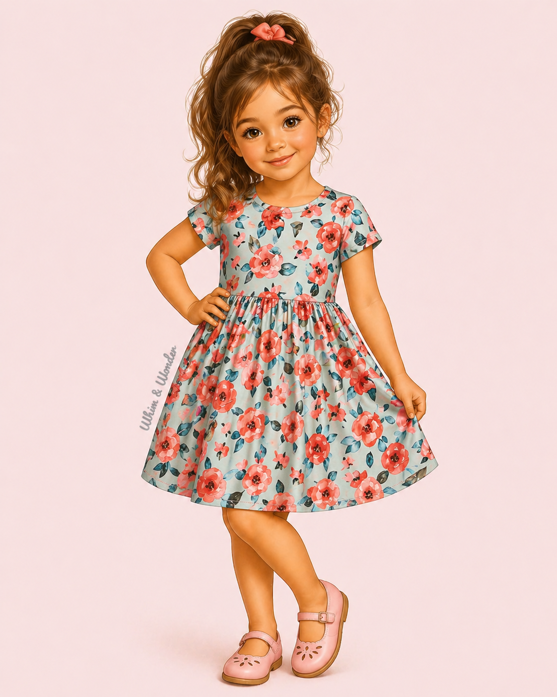 Coral Bloom Bamboo Twirl Dress | Landrie Lou