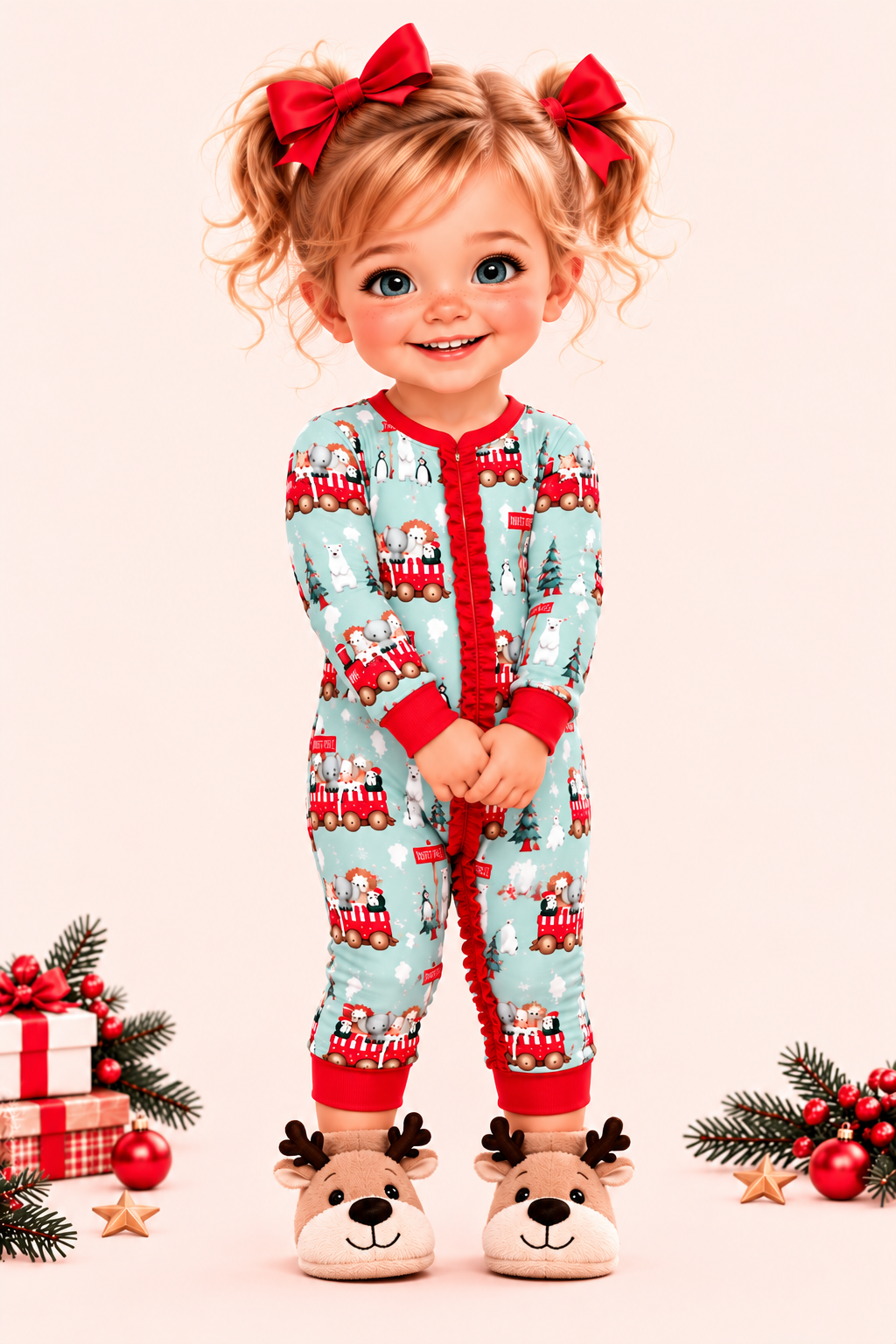 North Pole Express Baby Girl Romper | Pete and Lucy