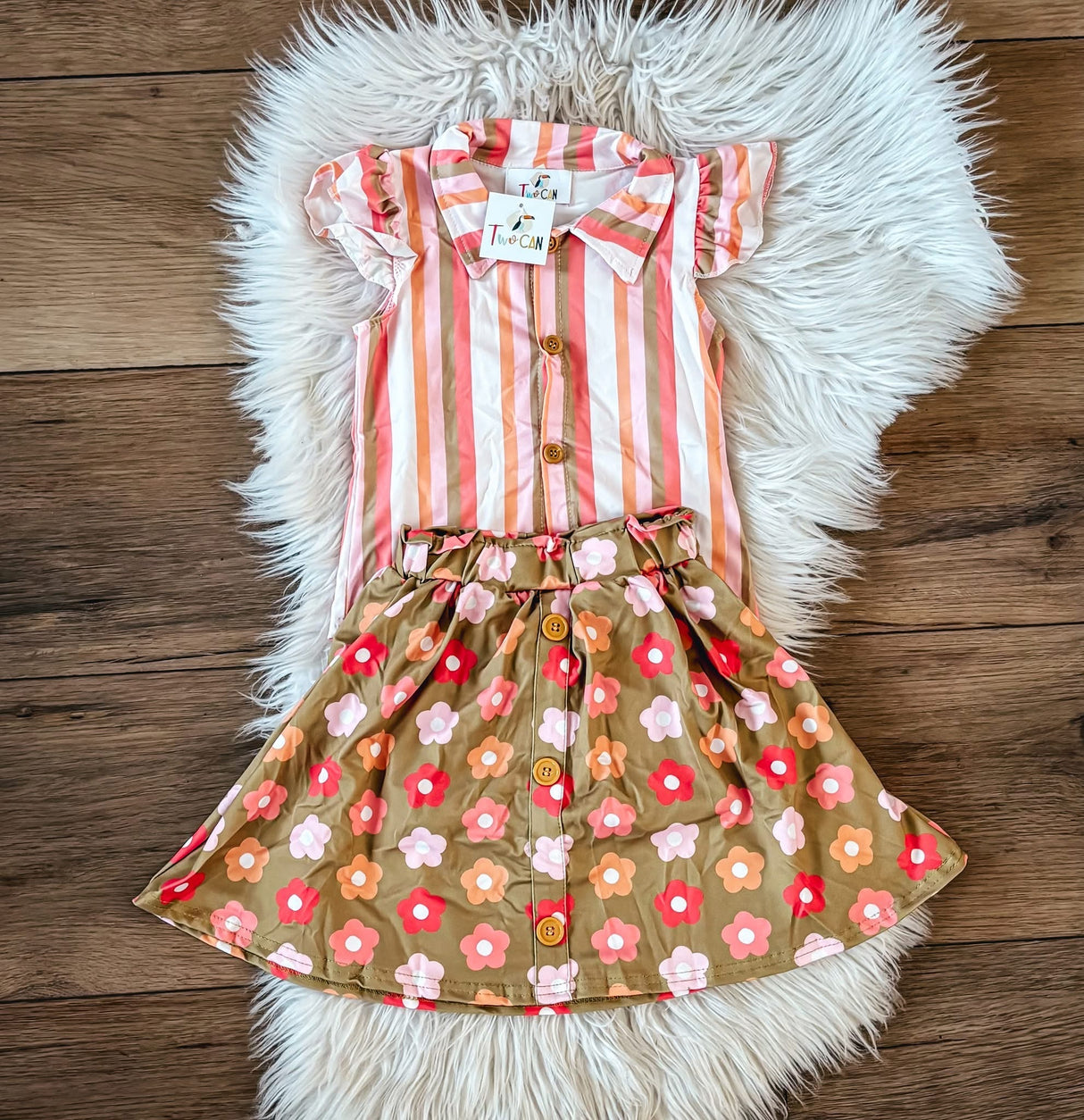 Funky Floral & Stripes Skort Set | Twocan