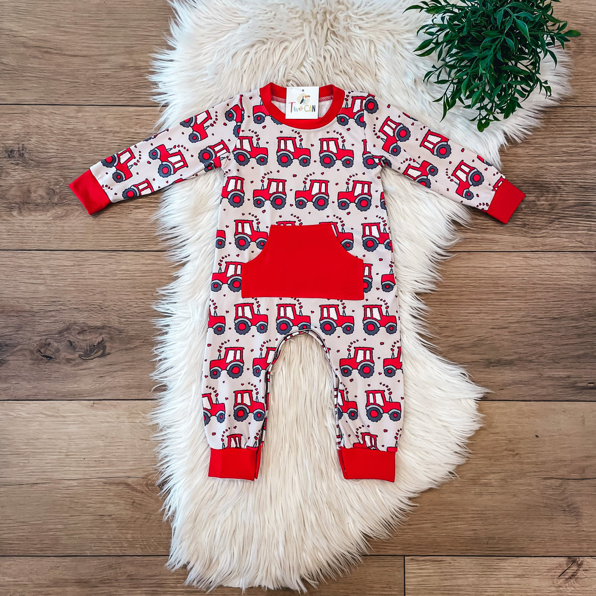 Tractor Hearts Baby Romper by Twocan
