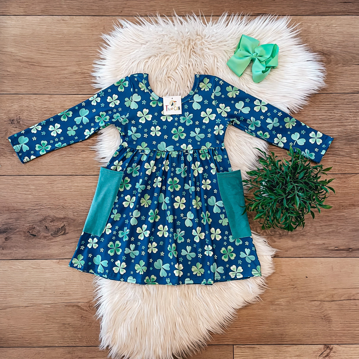Blue Shamrock Pocket Dress by Twocan
