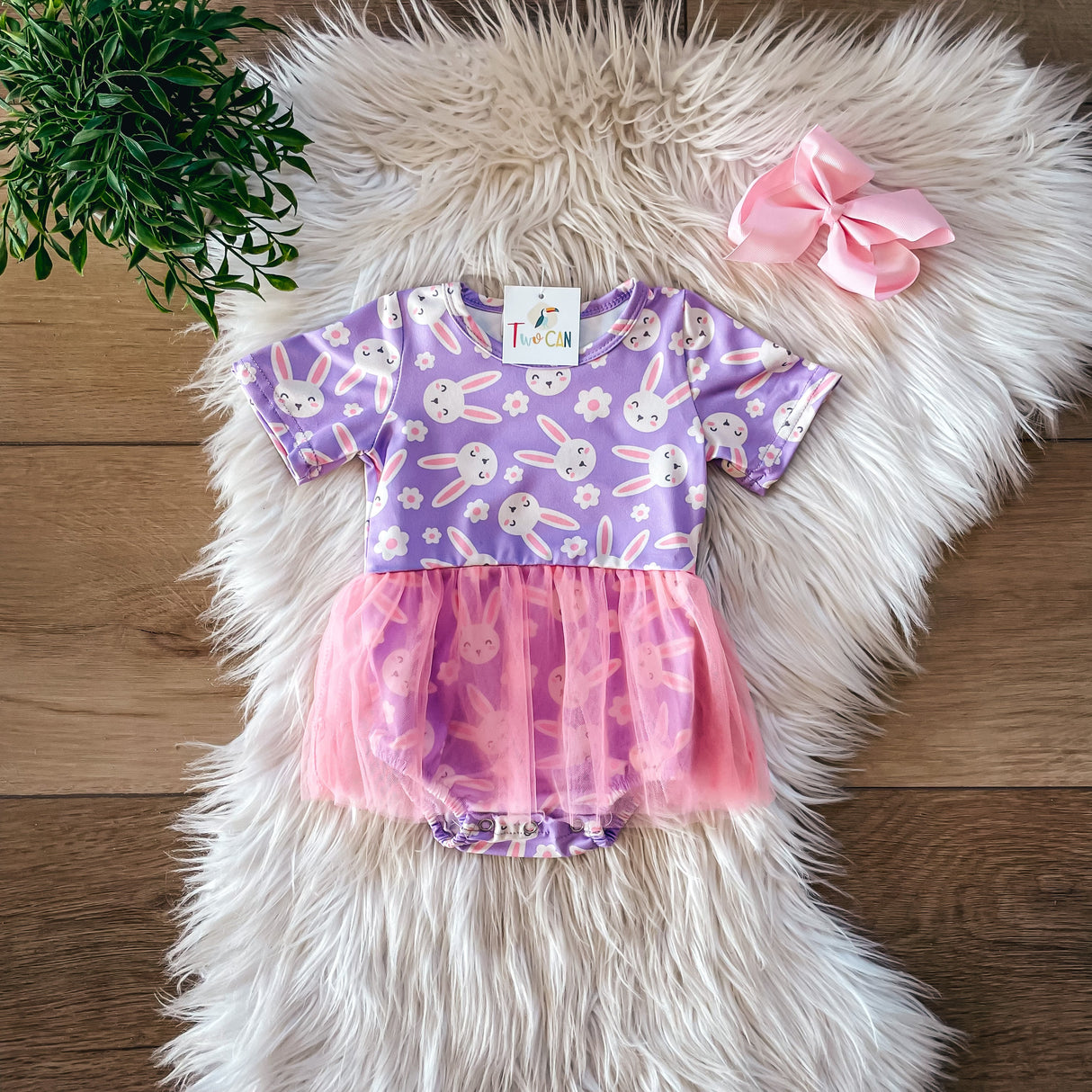 Purple Bunnies Baby Romper by Twocan
