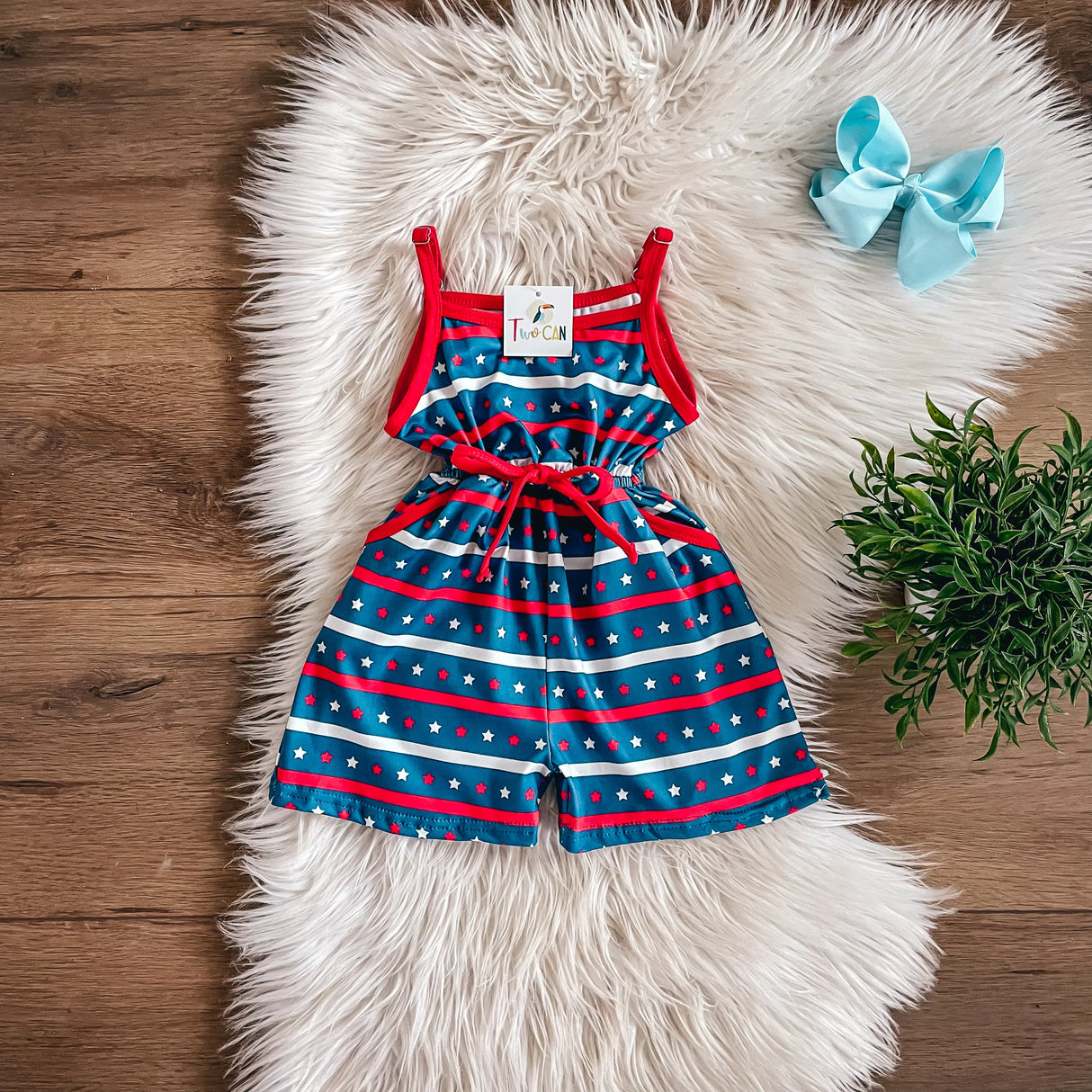 Americana Stars & Stripes Girls Romper by Twocan