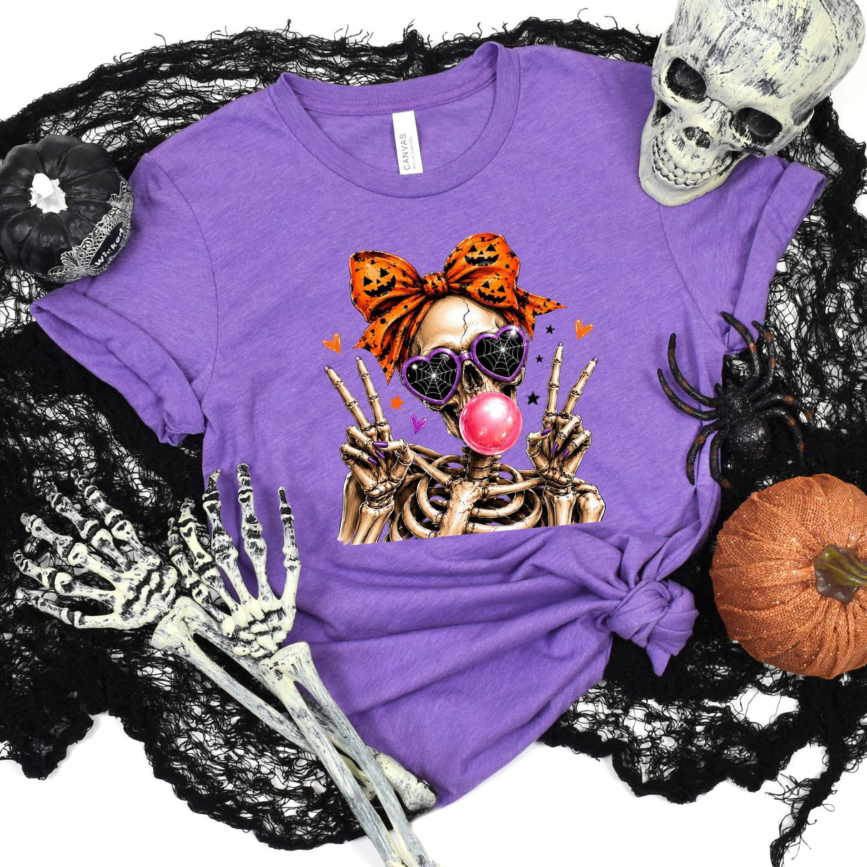 Bubblegum Skeleton Halloween Tee | Women's