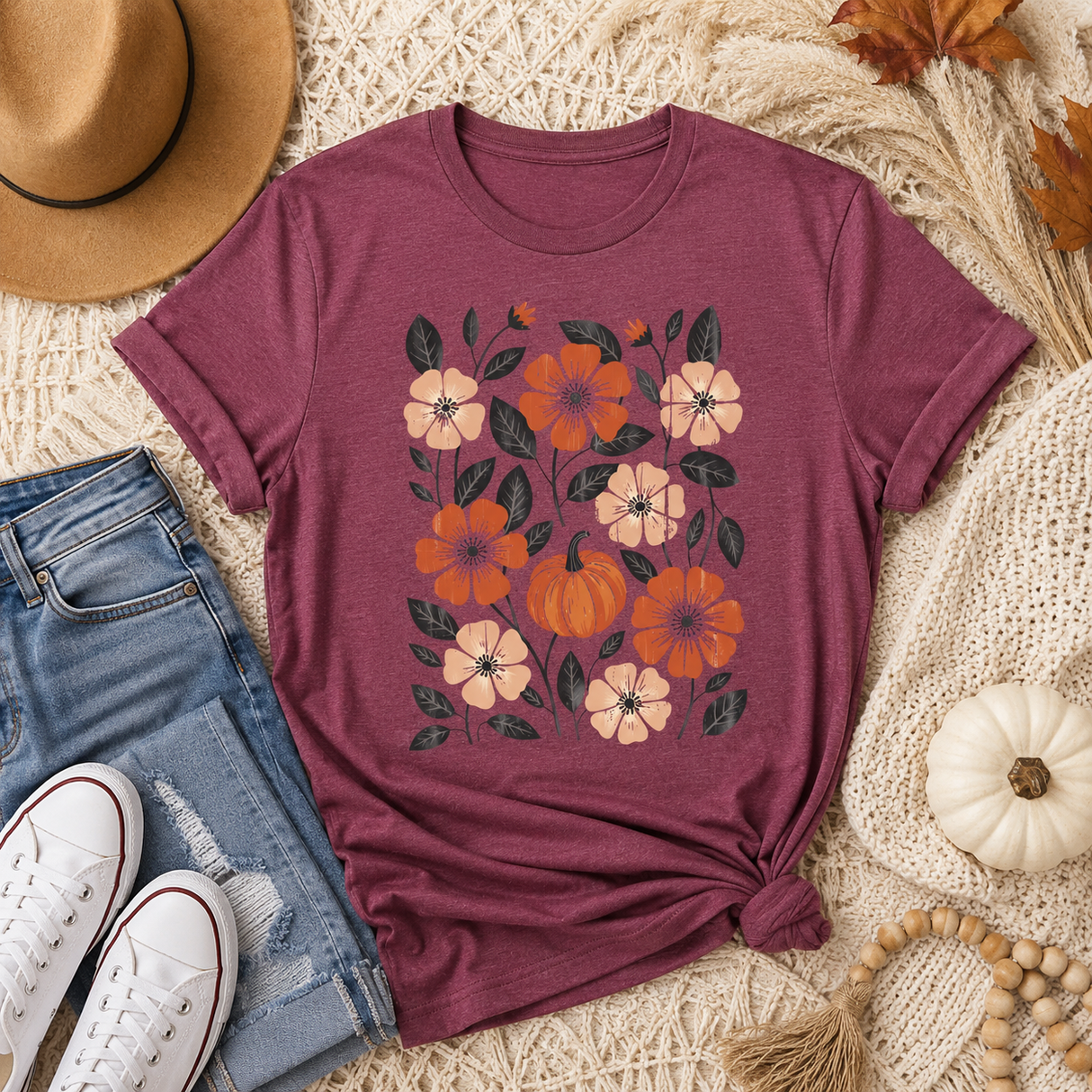Boho Floral Fall Graphic Tee | Women's