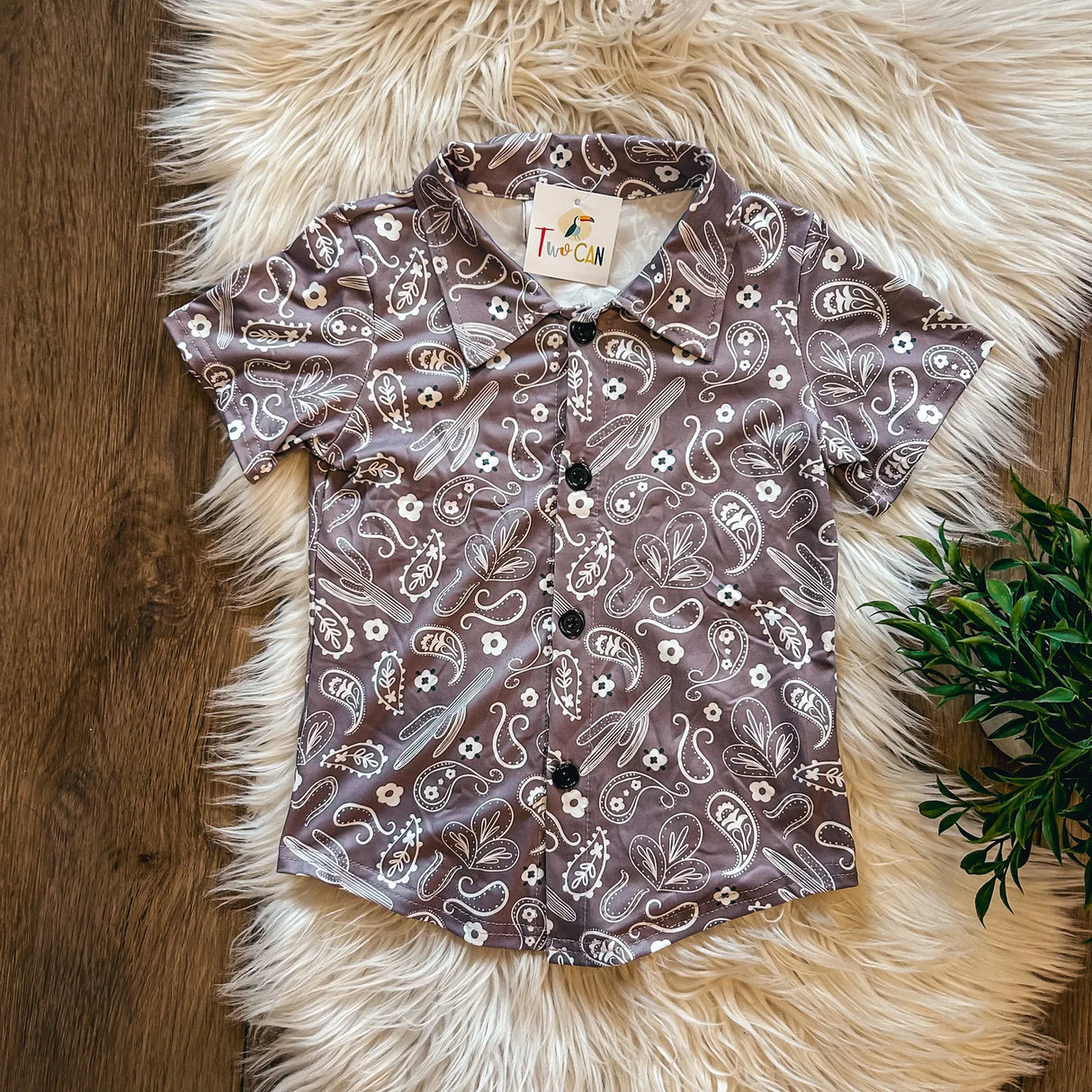 Stone & Velvet Button Up Tee | TwoCan