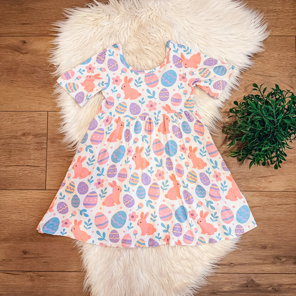 Pastel Easter Eggs Bamboo Twirl Dress | Landrie Lou