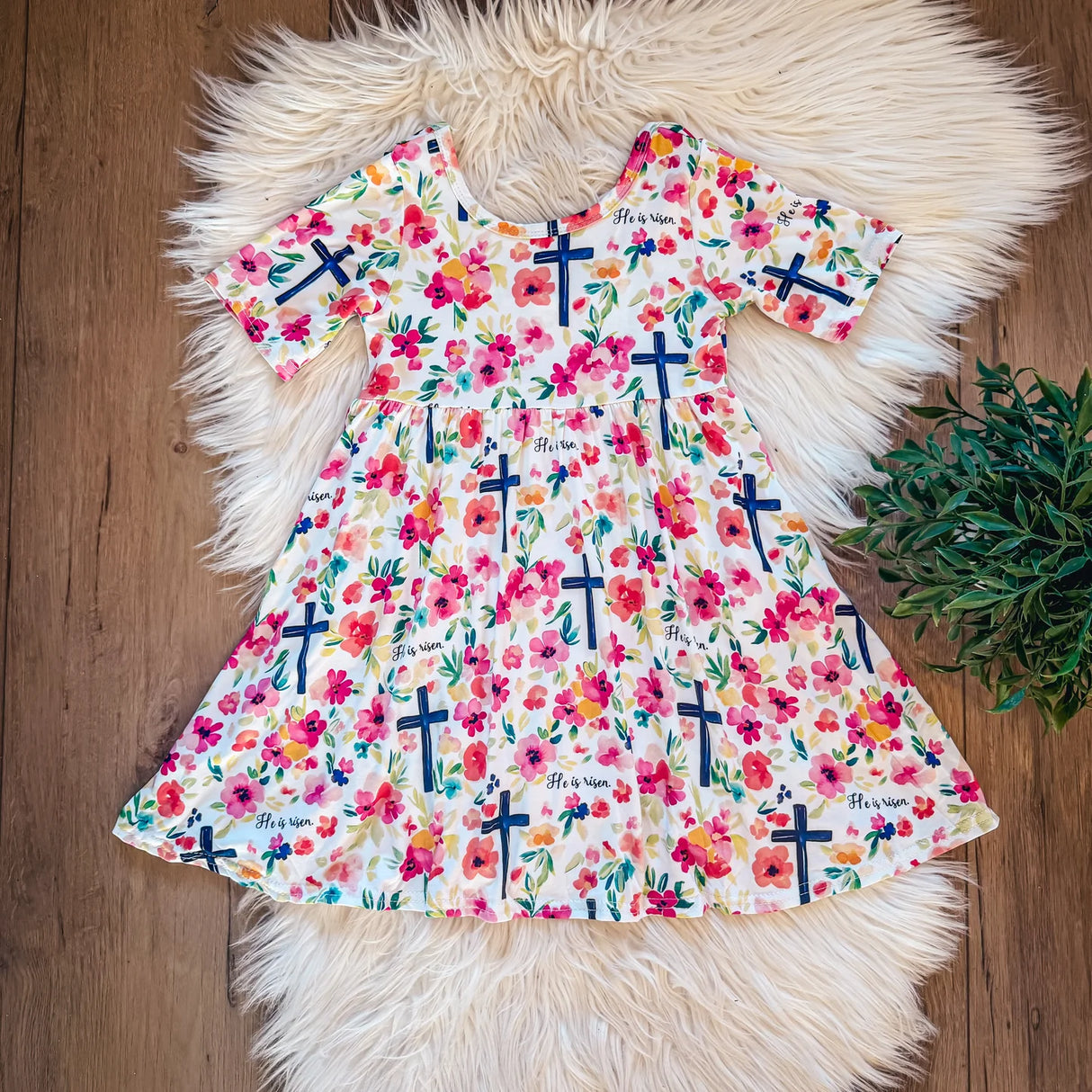 Floral Crosses Bamboo Twirl Dress | Landrie Lou