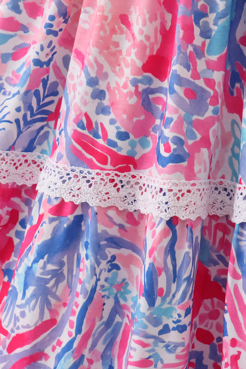 Tropical Sunset Waves Mom Dress