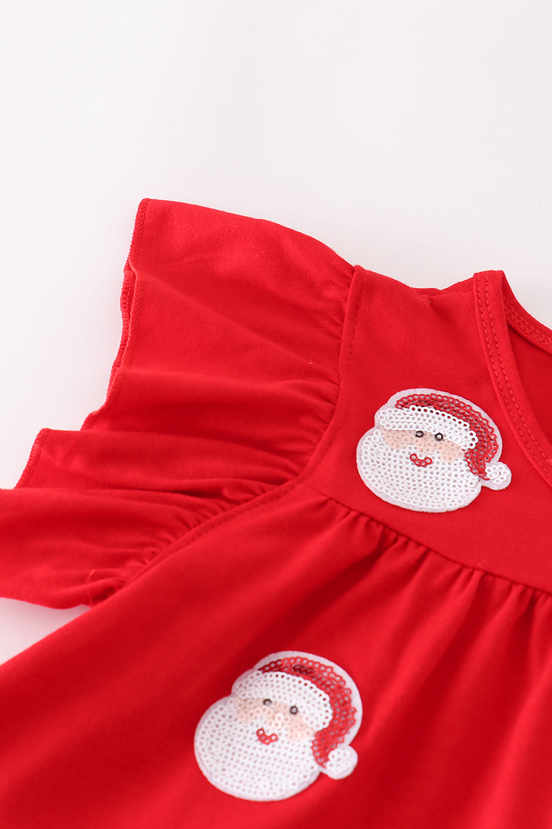 Santa + Christmas Trees Sequin Tiered Dress