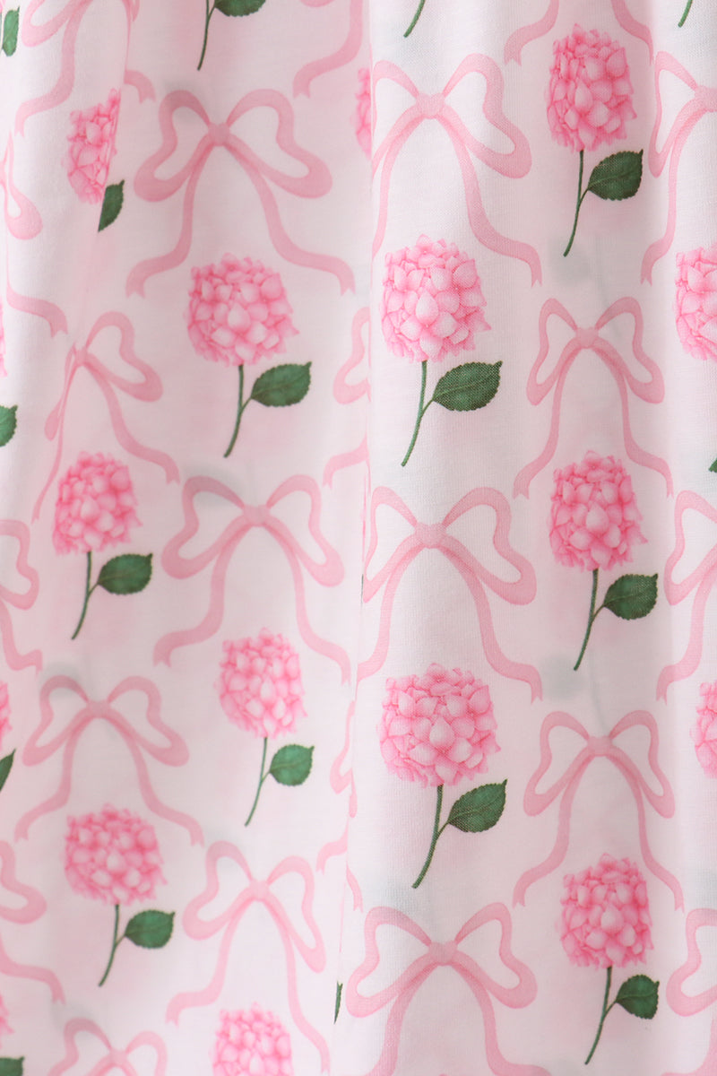 Rose Ribbon Smocked Midi Dress