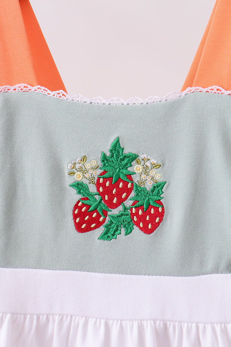 Strawberry Patch Embroidered Dress