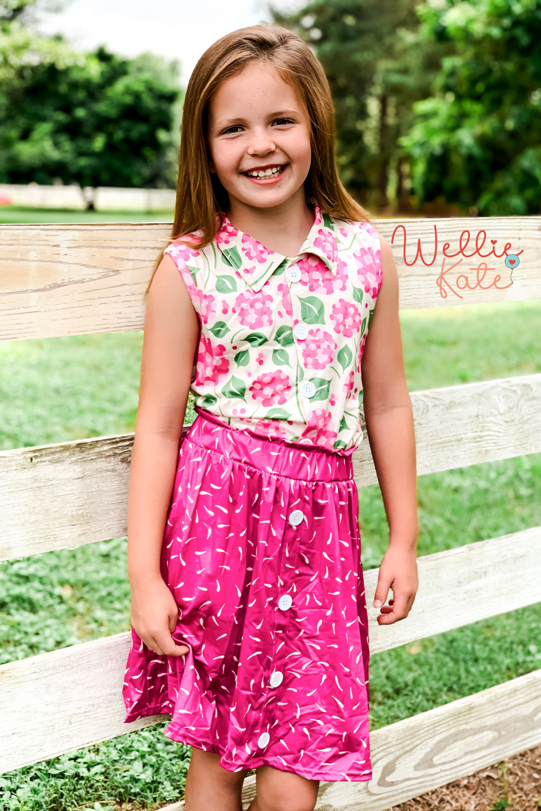 Pink Floral Skort Set by Wellie Kate