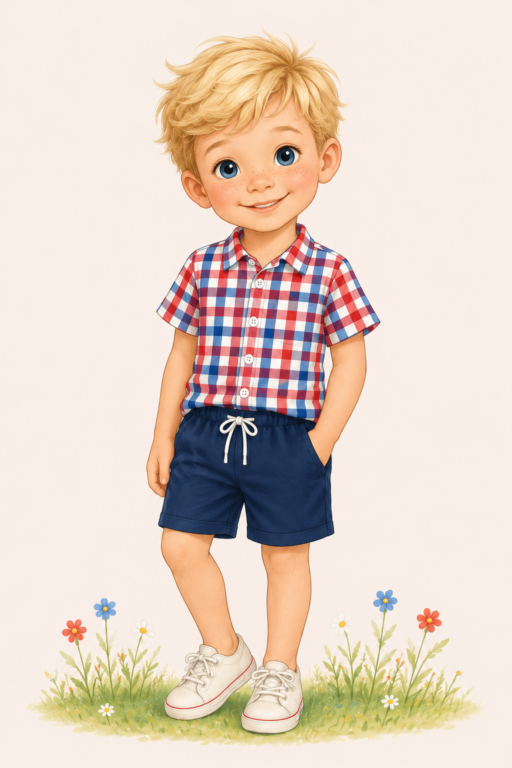 Americana Plaid Shorts Set | Twocan