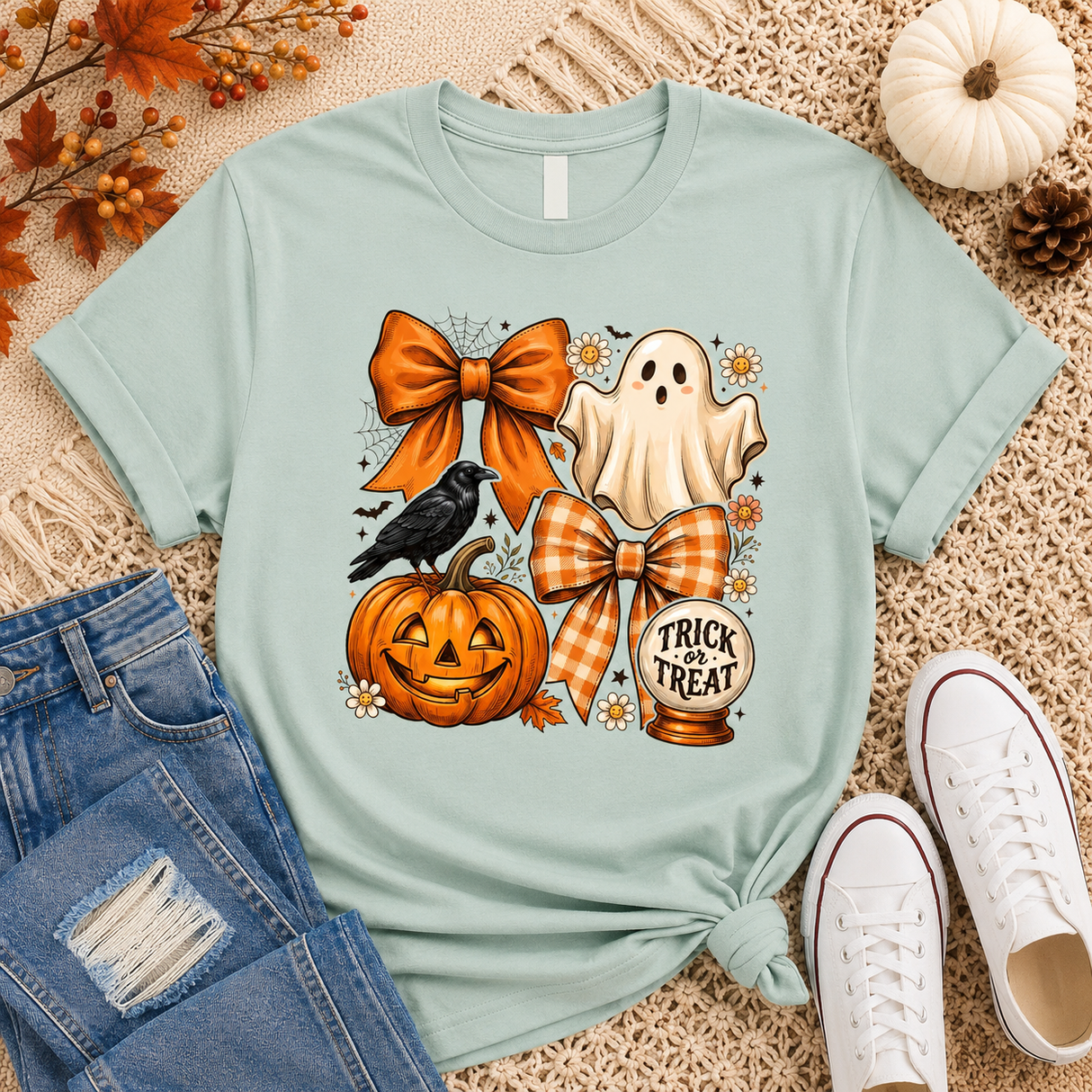 Preppy Halloween Coquette Ghost Tee | Women's
