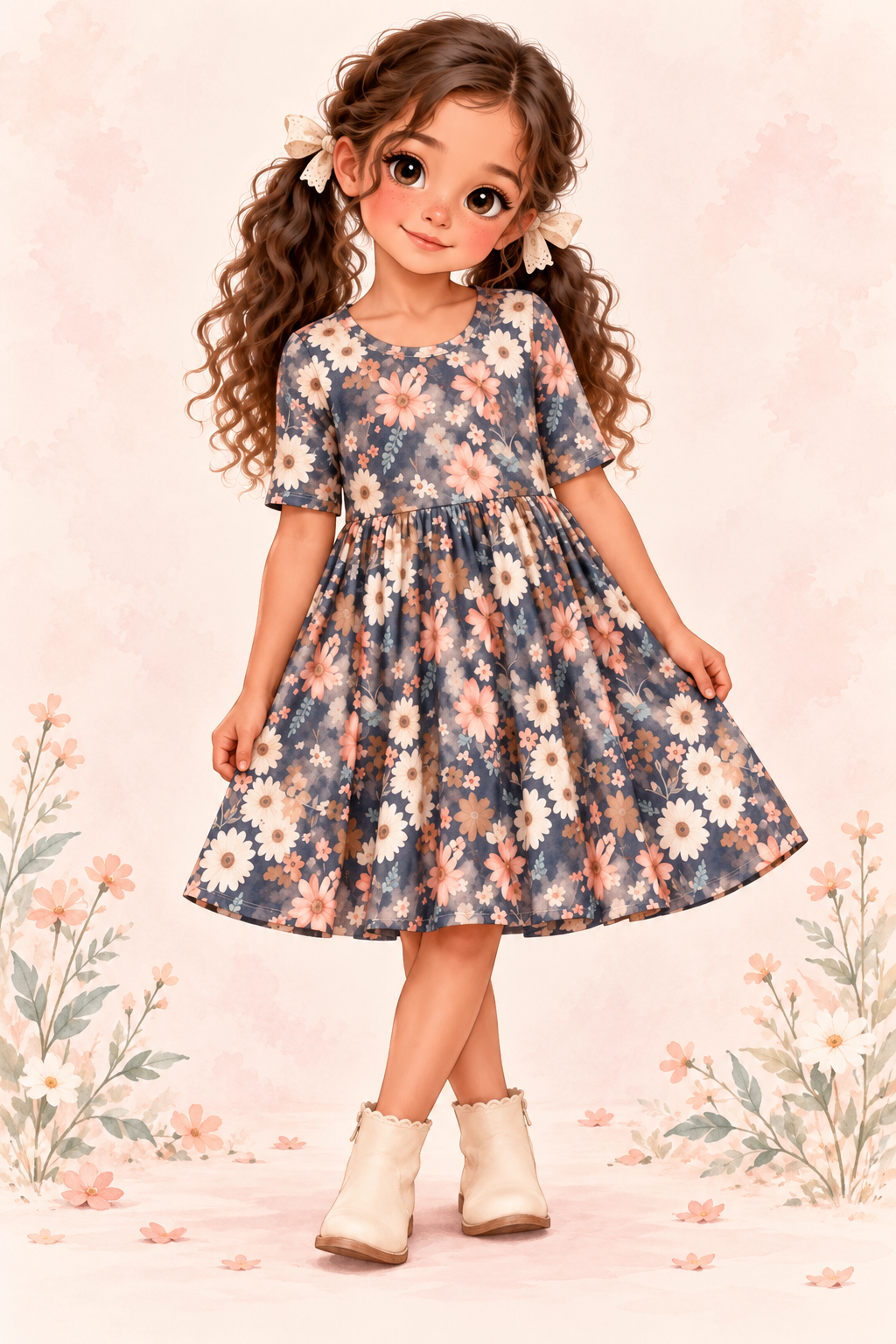 Dusty Petals Bamboo Twirl Dress | Landrie Lou