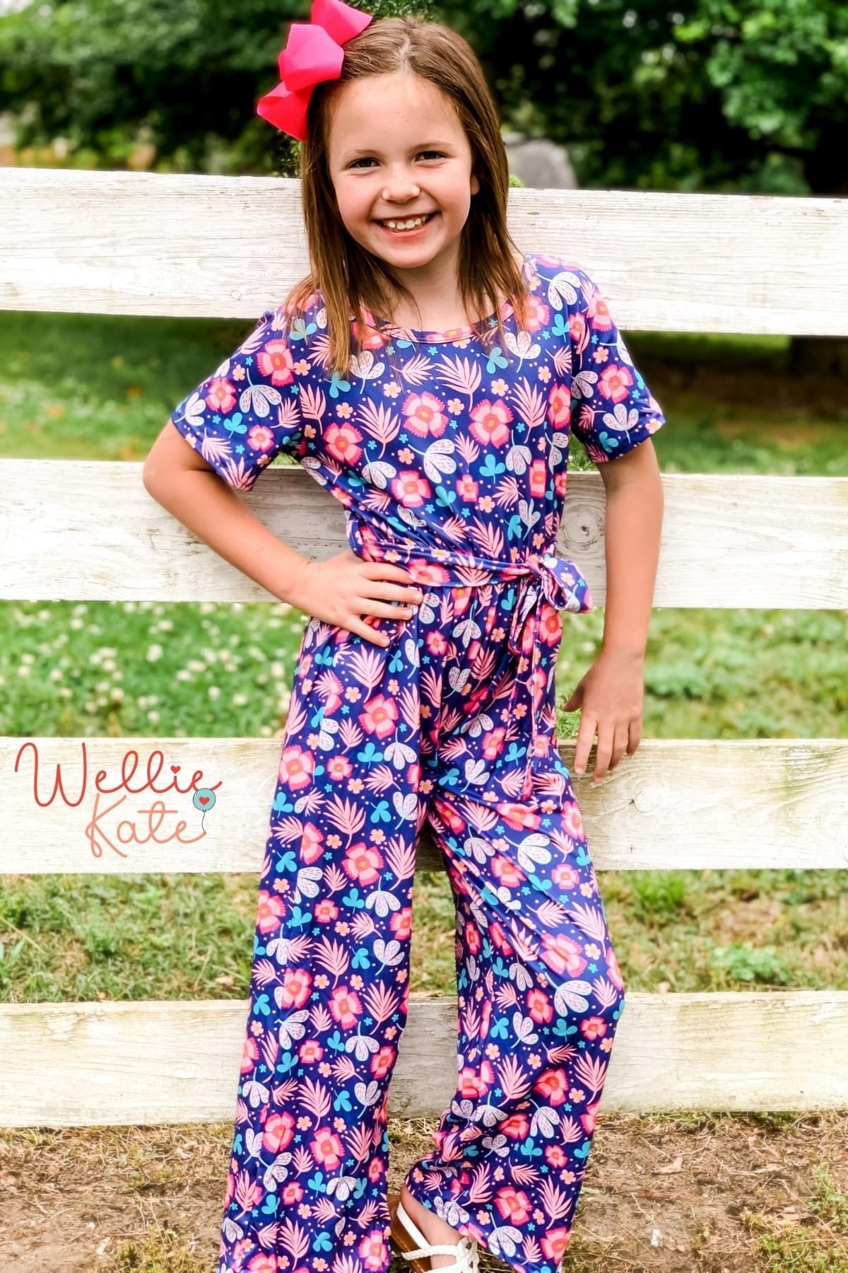 Pink Floral Jumpsuit by Wellie Kate