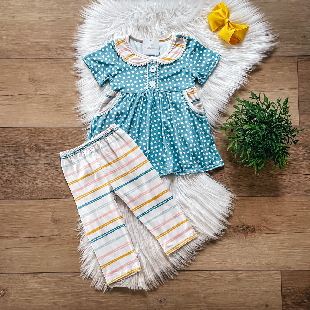 Stripes & Polka Dots Capri Set by Wellie Kate