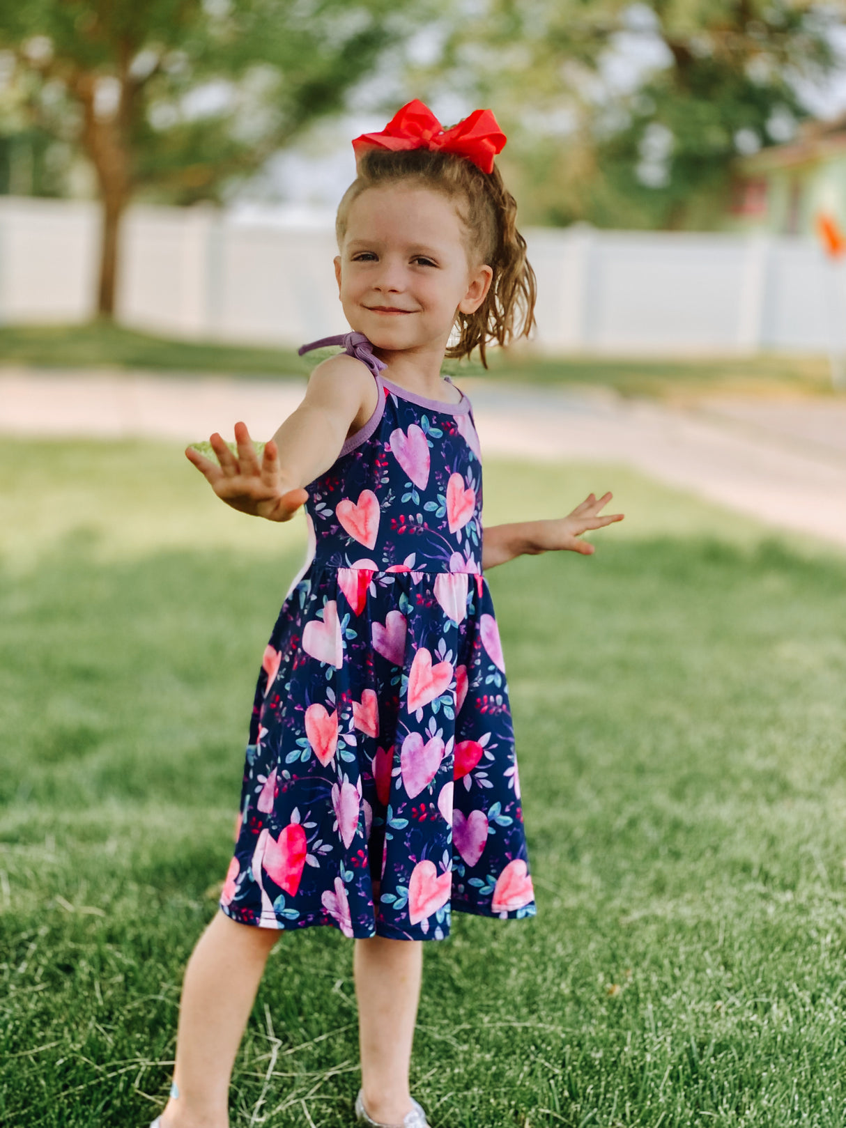 Watercolor Hearts Girl’s Dress - Whim & Wonder Boutique