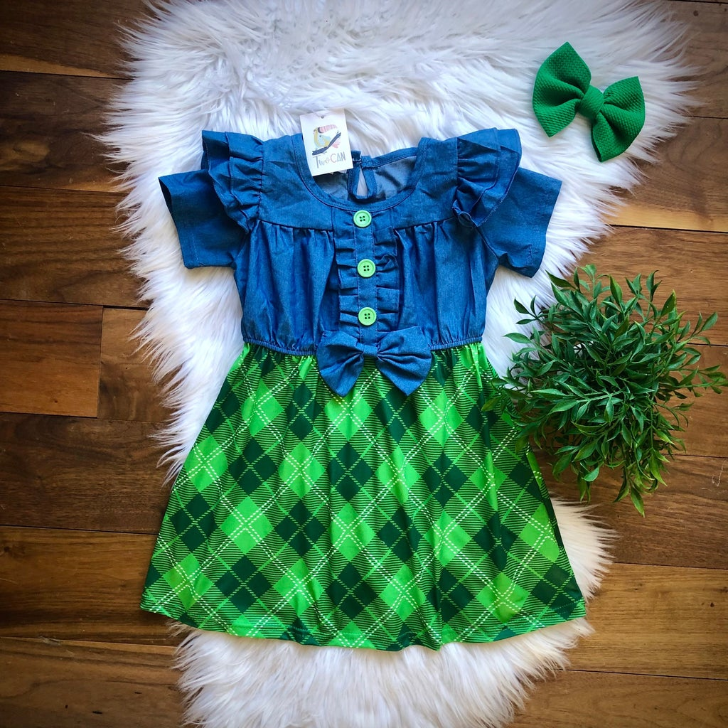 Denim Tartan Plaid Dress by Twocan