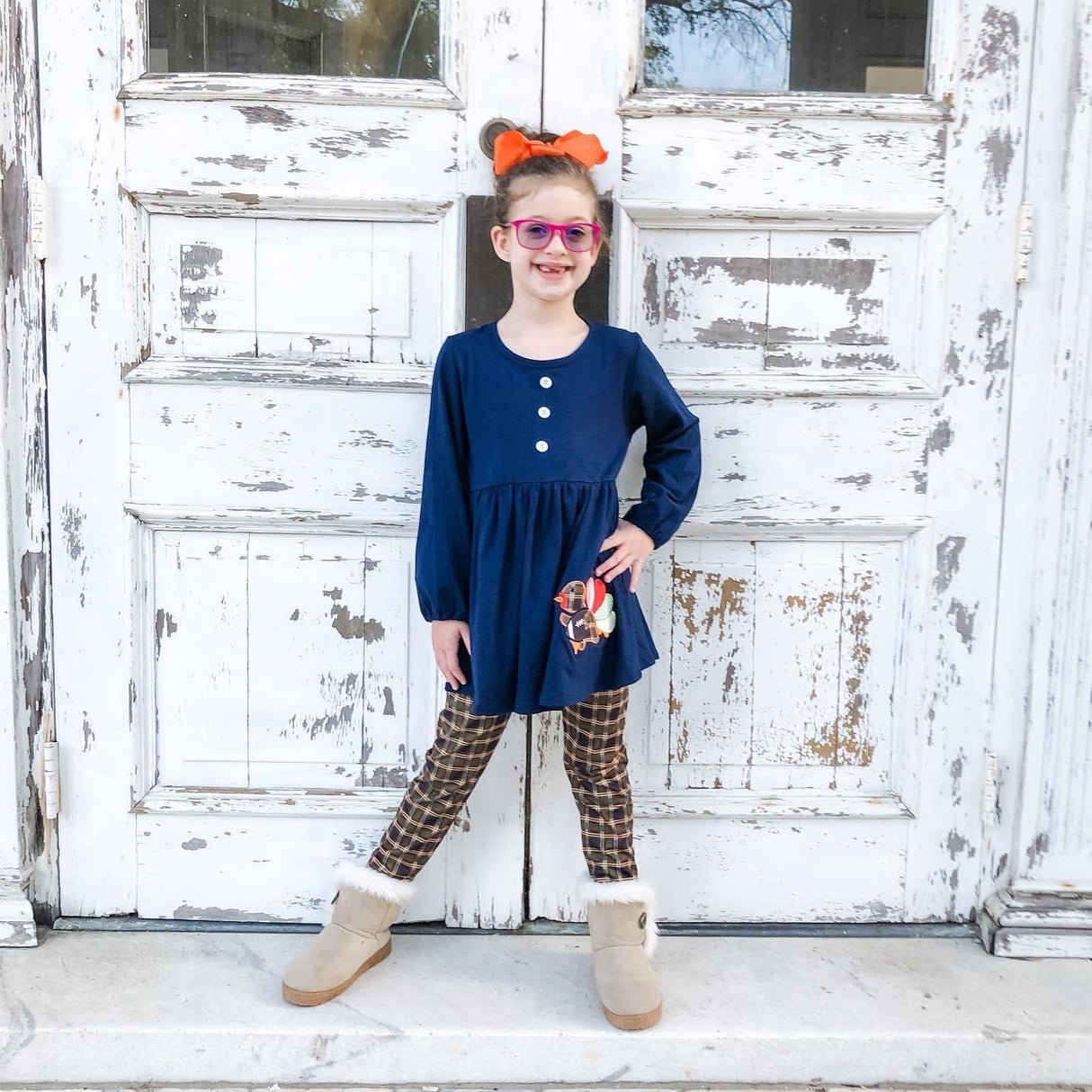 Thanksgiving Turkey Appliqué Two Piece Outfits - Whim & Wonder Boutique