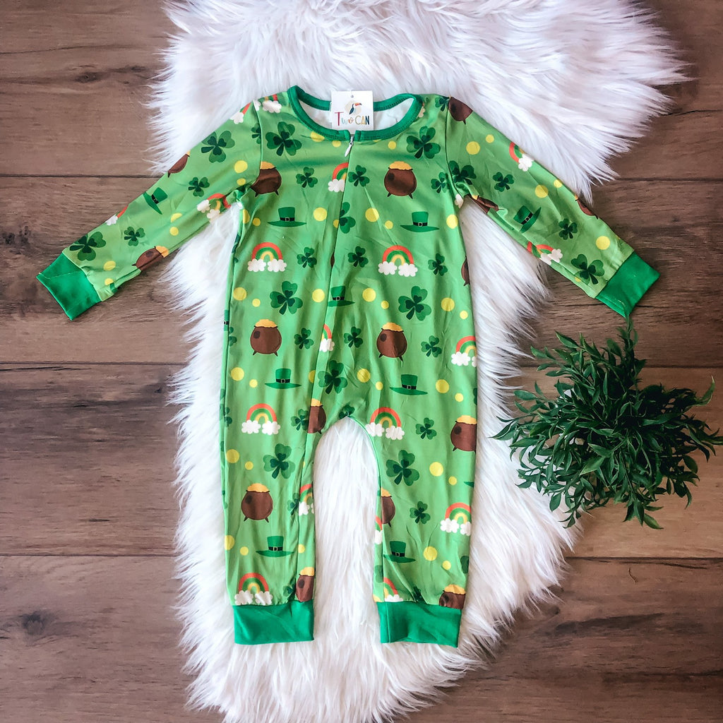 Luck O’ the Irish Zipper Baby Romper by Twocan