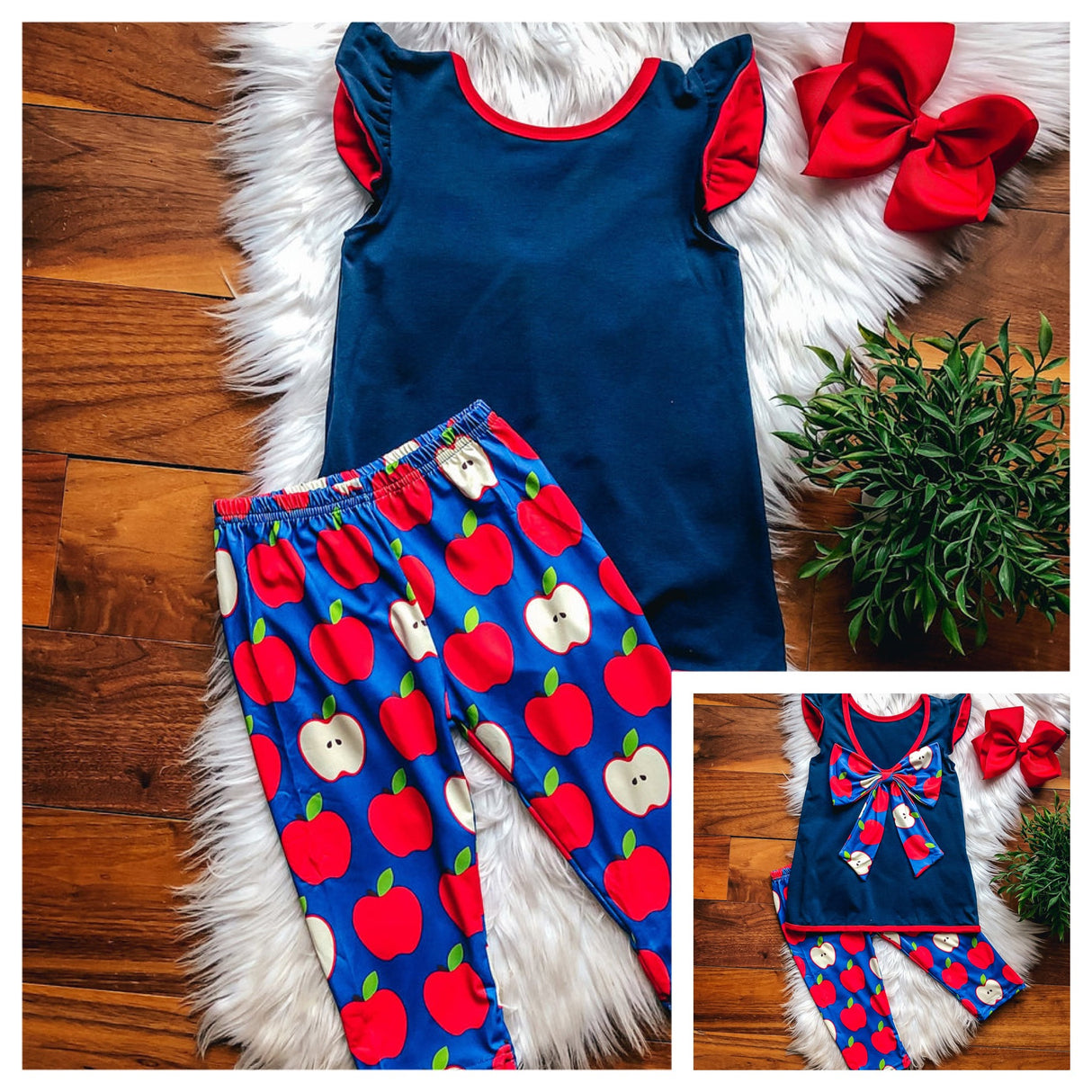 Apple For The Teacher Bow Back Capri Set by Twocan