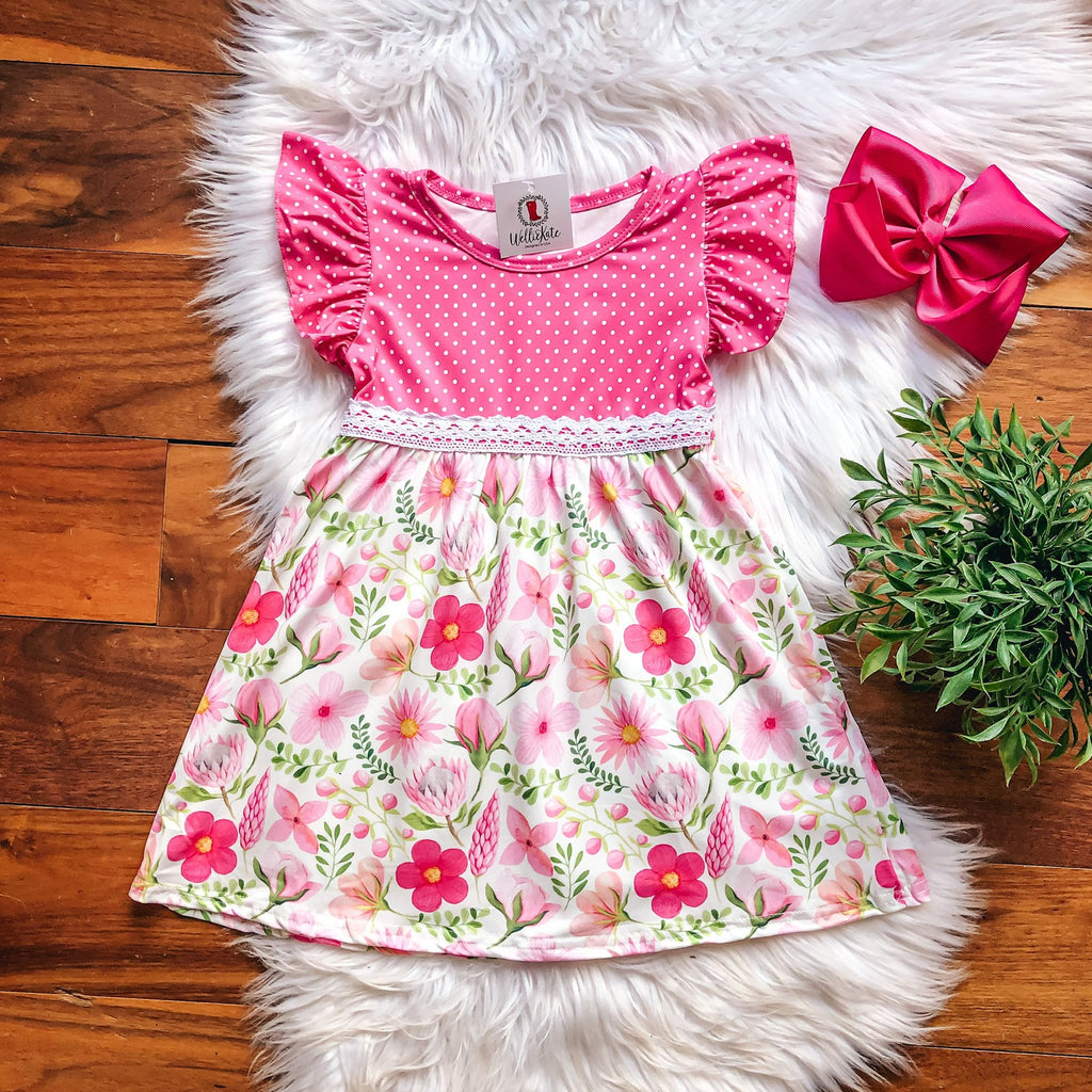 Wishful Wildflower Flutter Sleeve Dress by Wellie Kate