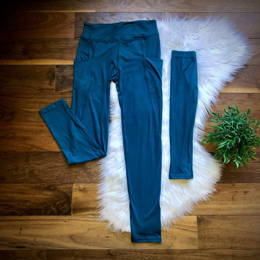 Solid Teal Leggings by Addy Cole