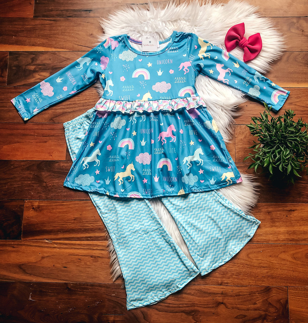 Unicorn Love Flare Pants Set by Wellie Kate