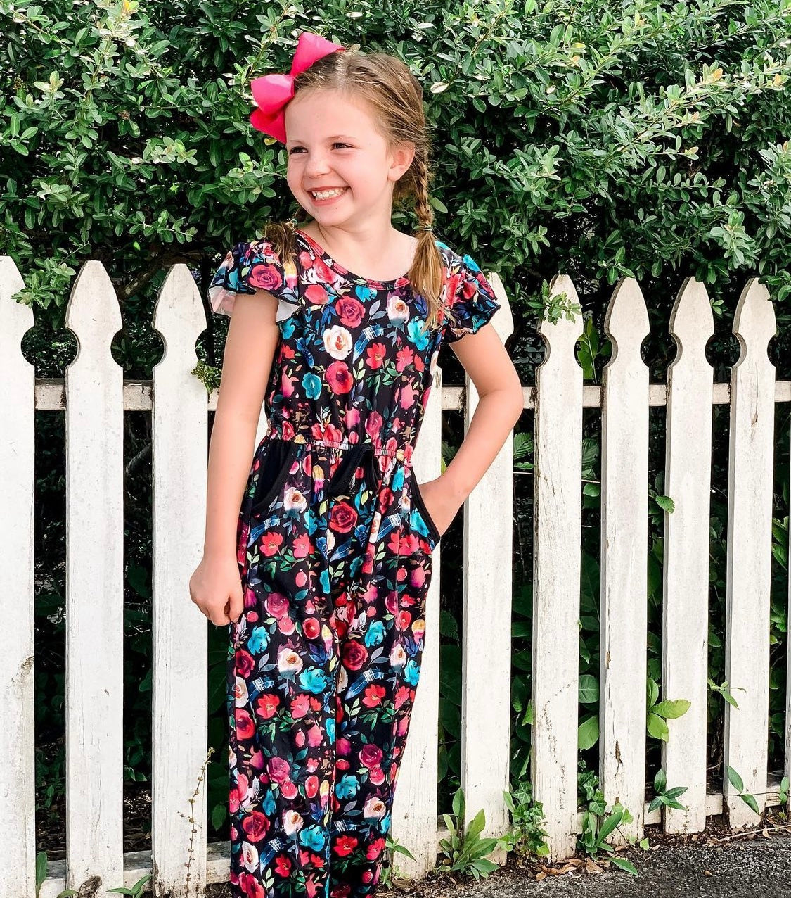 Burgundy Floral V-Back Jumpsuit by Wellie Kate