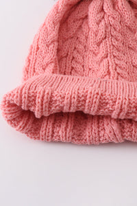 Bubblegum Pink Cable Knit Pom-Pom Beanie Hats for Baby, Toddlers and Adults by Honey Bean