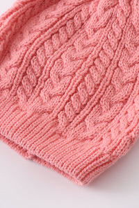 Bubblegum Pink Cable Knit Pom-Pom Beanie Hats for Baby, Toddlers and Adults by Honey Bean