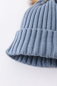 Slate Cable Knit Pom Beanie Hats for Baby, Toddlers and Adults by Honey Bean